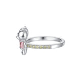 Paradise / Bear Holding Hands Inlaid Stone Ring