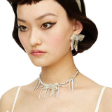 YVMIN X SHUSHUTONG / Tassels Chain Braided Bow Necklace