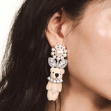 Paradise / Pearl Flower Plush Bear Earring