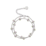 Ripple / Curved Silver Tube Gem Bead Short Necklace(Bracelet)