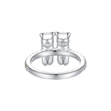 Paradise / Bear Holding Hands Inlaid Stone Ring