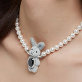 Paradise / Pearl Chain Rabbit Necklace