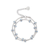 Ripple / Curved Silver Tube Gem Bead Short Necklace(Bracelet)