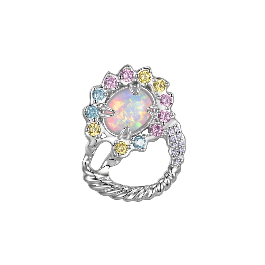 Tasty / Flat Candy Opal Floral Hoop Earring