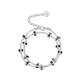 Ripple / Curved Silver Tube Gem Bead Short Necklace(Bracelet)