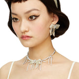 YVMIN X SHUSHUTONG / Square Gemstone Braided Bow Earring