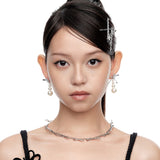 YVMIN X SHUSHUTONG / Metal Clips Bowknot Pearl Earrings