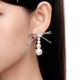 YVMIN X SHUSHUTONG / Metal Clips Bowknot Pearl Earrings
