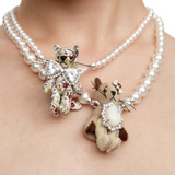 Paradise / Floral Cat Pearl Necklace