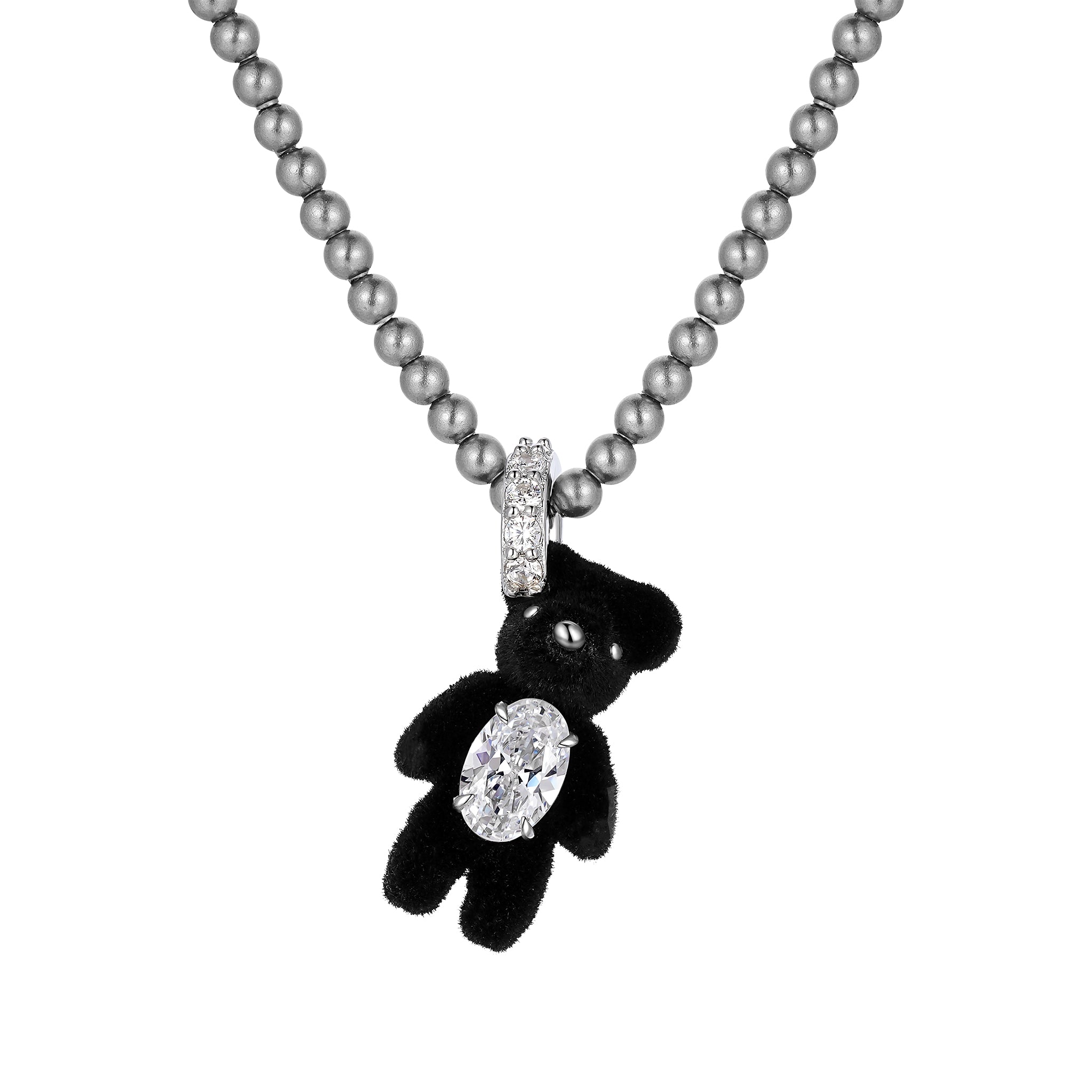 Paradise / Mini Flocked Bear Pearl Necklace