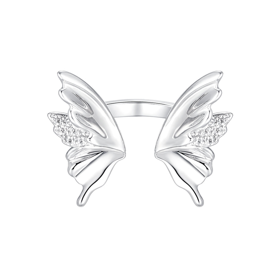 Ripple / V Butterfly Ring Set