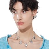 Ripple / Butterfly Cluster Short Tassel Necklace