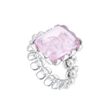 YVMIN Paradise Crystal Bear Lace Pearl Ring featuring a delicate lace design with pearlescent accents and a crystal bear motif.