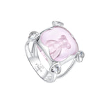 YVMIN Paradise Four-Claw Crystal Bear Ring featuring a detailed bear design with sparkling crystals on a silver band.