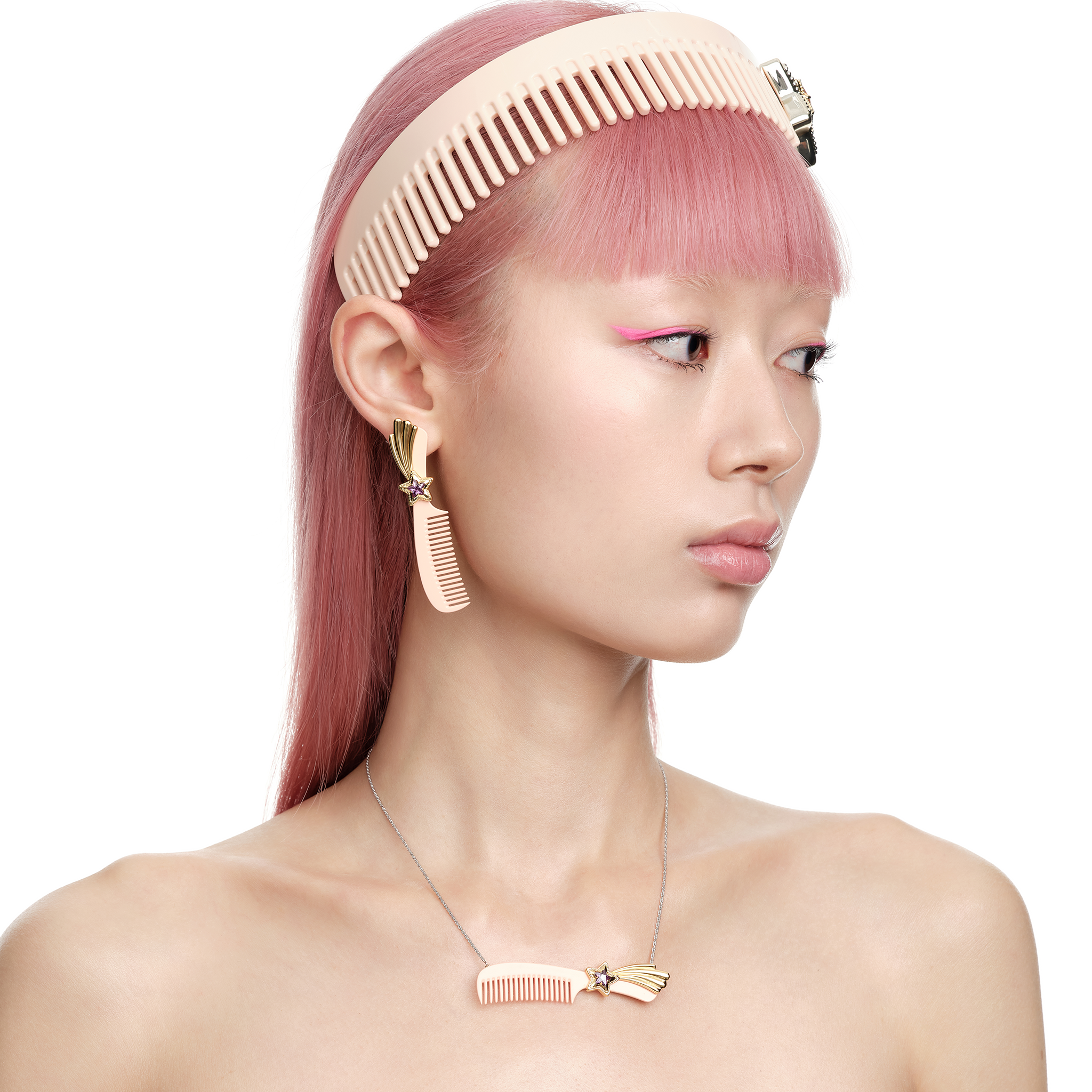 YVMIN X Ashley Williams Meteor Comb stud earrings with celestial-inspired metal design