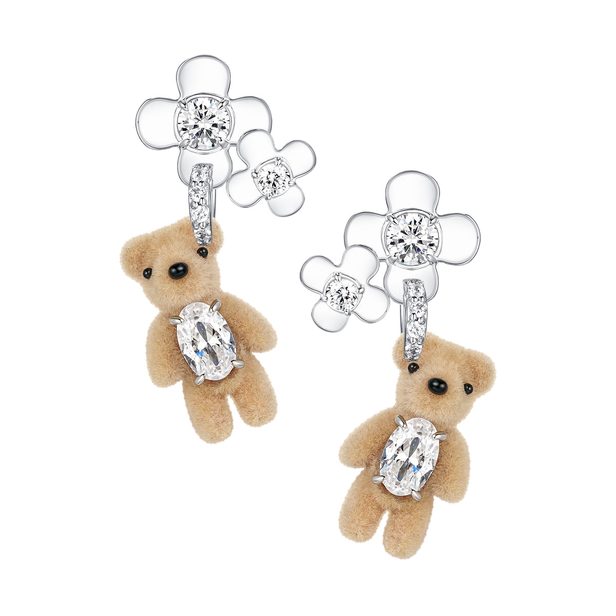 YVMIN SMALL PARADISE / FLOCKED BEAR GEMSTONE FLOWER HAIR CLIP Paradise / Flower Covered Flocked Bear Necklace – YVMIN main image 3