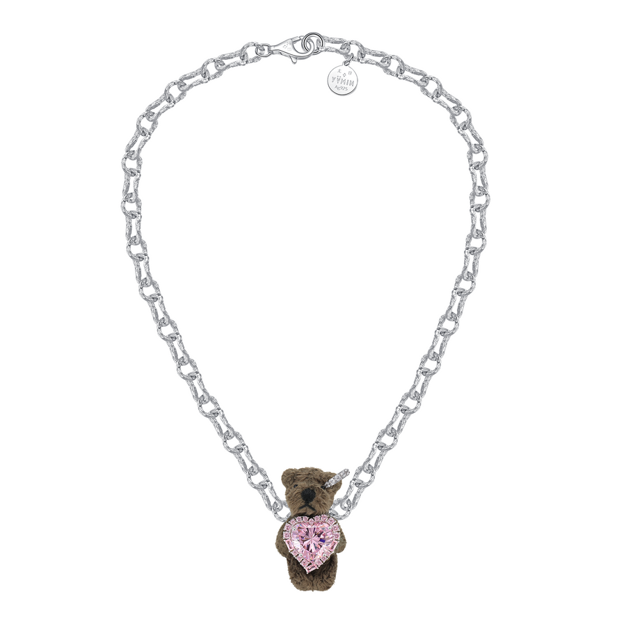 Paradise / Asymmetric Heart Bear Necklace