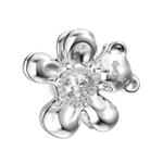 YVMIN Paradise Flower Bear metal hair claw clip with floral and bear design, shiny silver finish, for securing hair styles