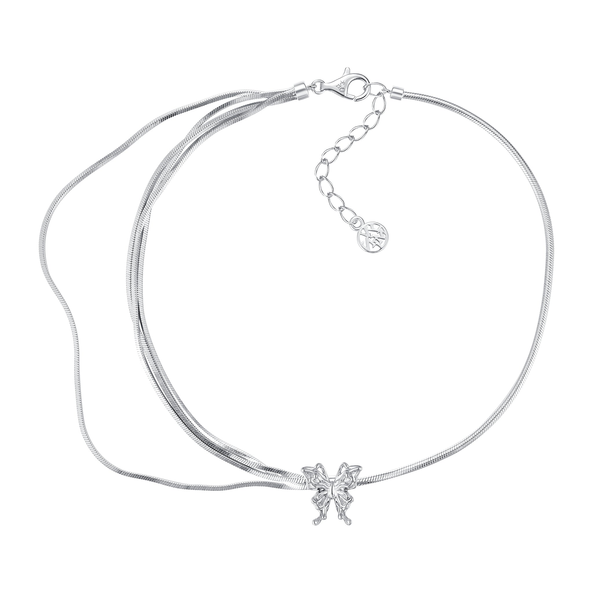 YVMIN Ripple Liquefied Butterfly Layers Choker featuring layered, wavy butterfly-shaped design in metallic finish.
