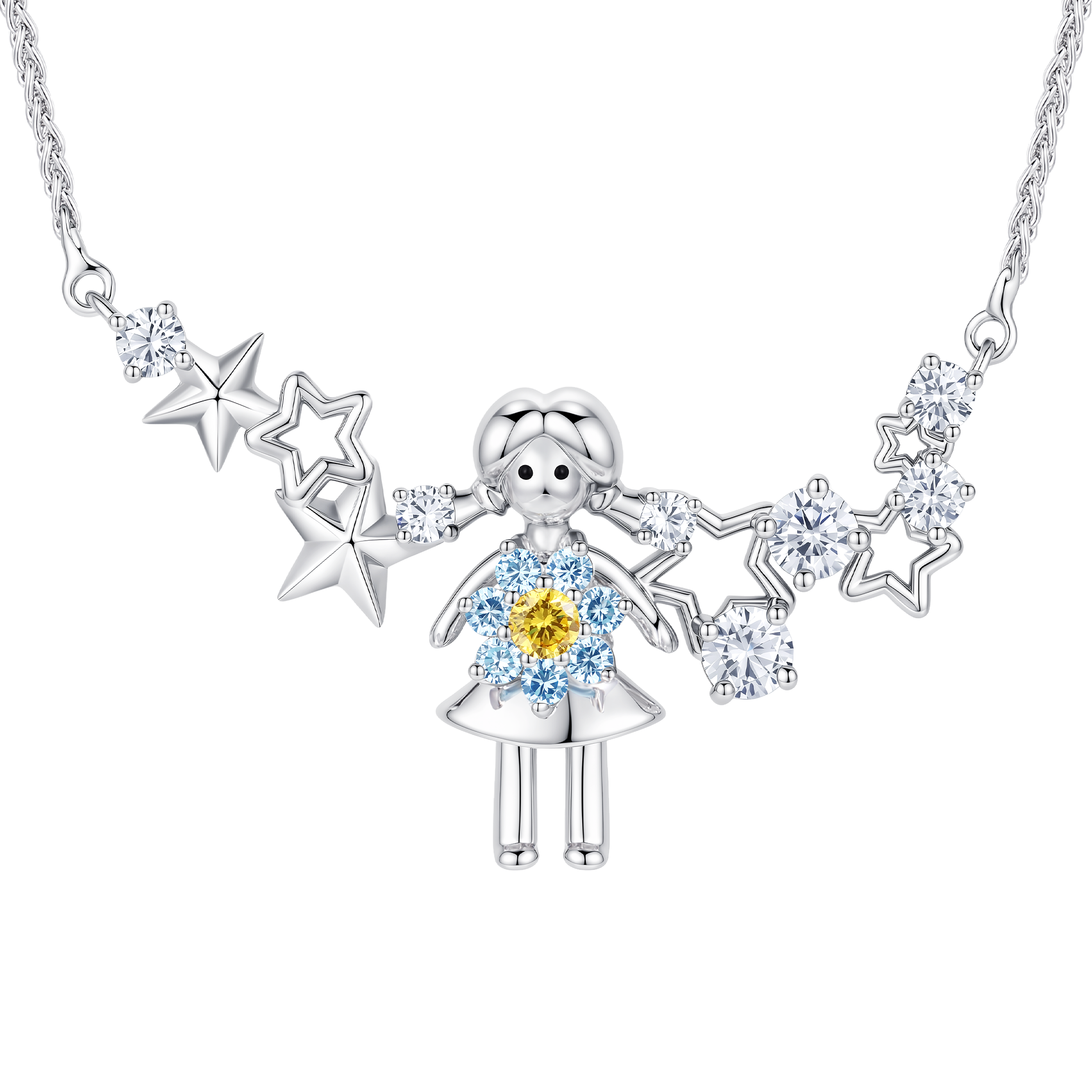 YVMIN Paradise Mini Girl Flower Necklace featuring a delicate floral pendant on a fine chain, perfect for elegant jewelry styles.