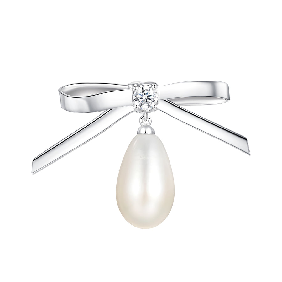 Ripple / Bowknot Drop Pearl Earring