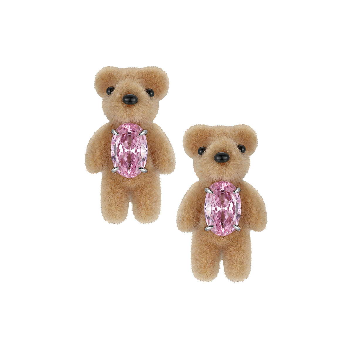 YVMIN SMALL PARADISE / FLOCKED BEAR GEMSTONE FLOWER HAIR CLIP Paradise / Flower Covered Flocked Bear Necklace – YVMIN main image 2