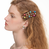 Paradise / Floral Pavé Leather Hair Clip