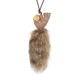 Paradise / Wooden Squirrel Plush Tail Pearl Necklace