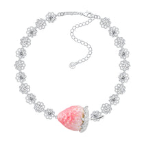 YVMIN Paradise Strawberry Flower Lace Chain Necklace featuring intricate floral lace design and delicate chain for elegant style
