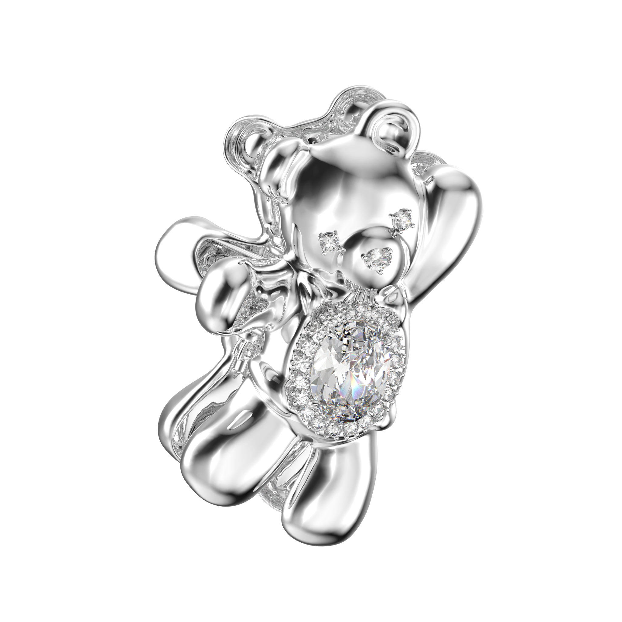 YVMIN Paradise Waving Bear metal hair claw clip with bear design, shiny silver finish, and sturdy grip for hair styling.