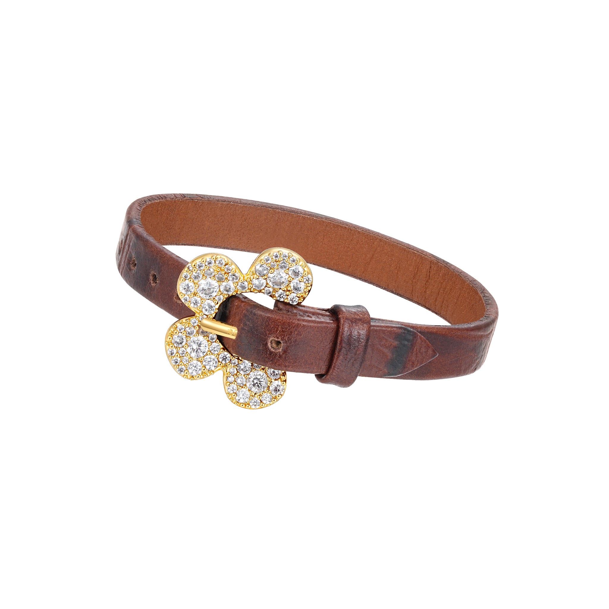 Paradise / Pave Flower Buckle Belt Bracelet