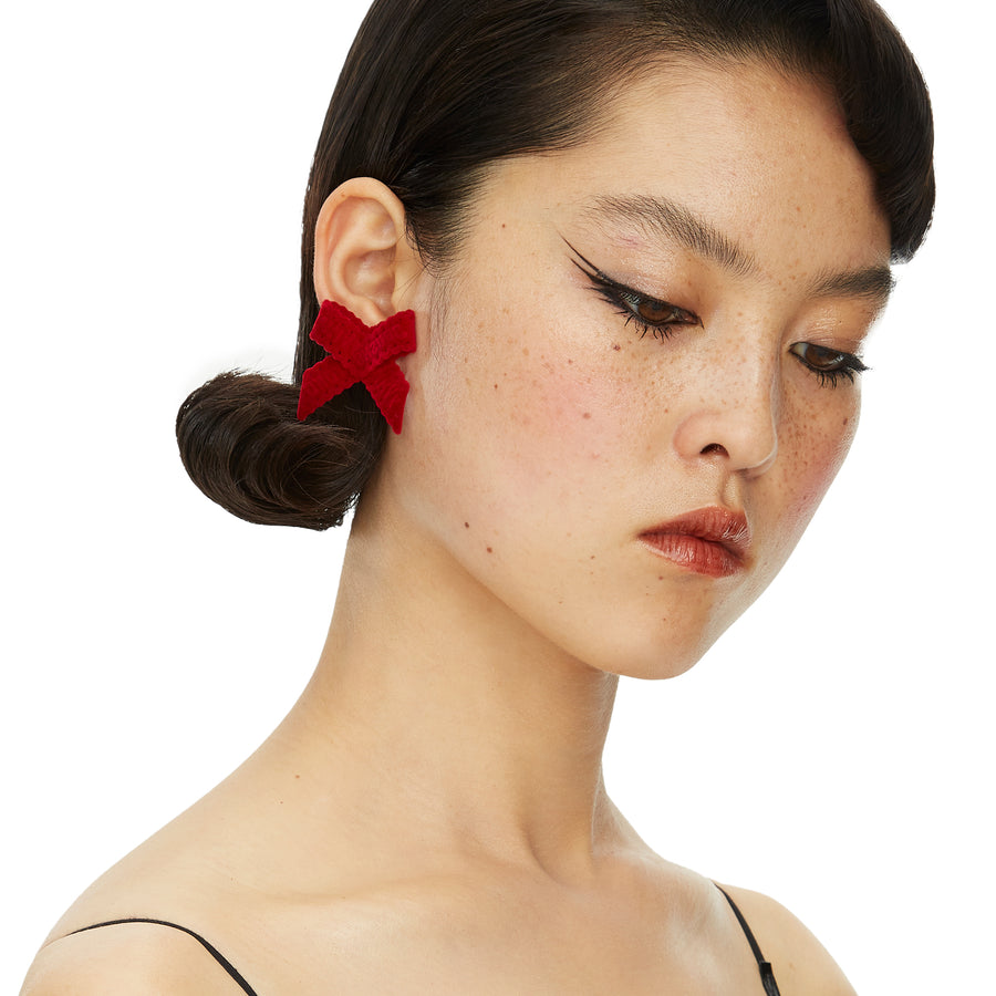 YVMIN X SHUSHUTONG / Pave Gemstone Stereoscopic Bowknot Earring