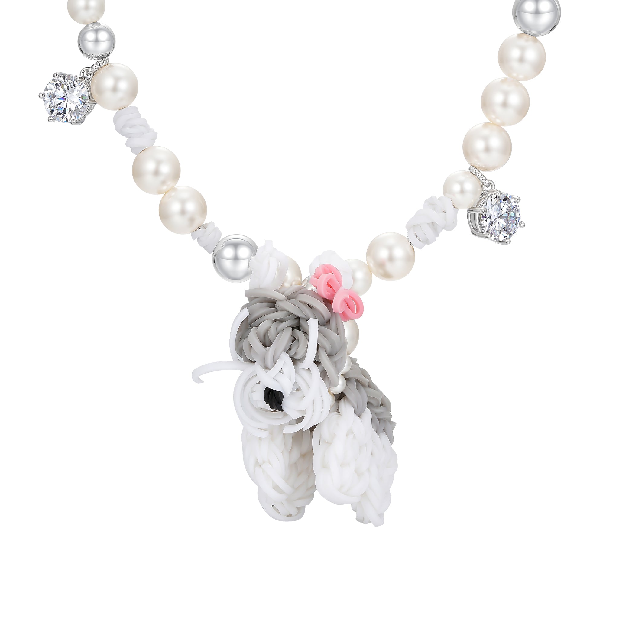 YVMIN X SHUSHUTONG / Rubber Band Puppy Pearl Necklace