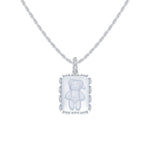YVMIN Paradise Crystal Bear Square Pendant Necklace featuring a sparkling crystal bear charm on a sleek chain