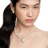Paradise / Cat Heart Pearl Flower Necklace