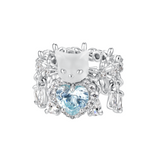 Paradise / Mini Cat Head Heart Gem Daisy Ring