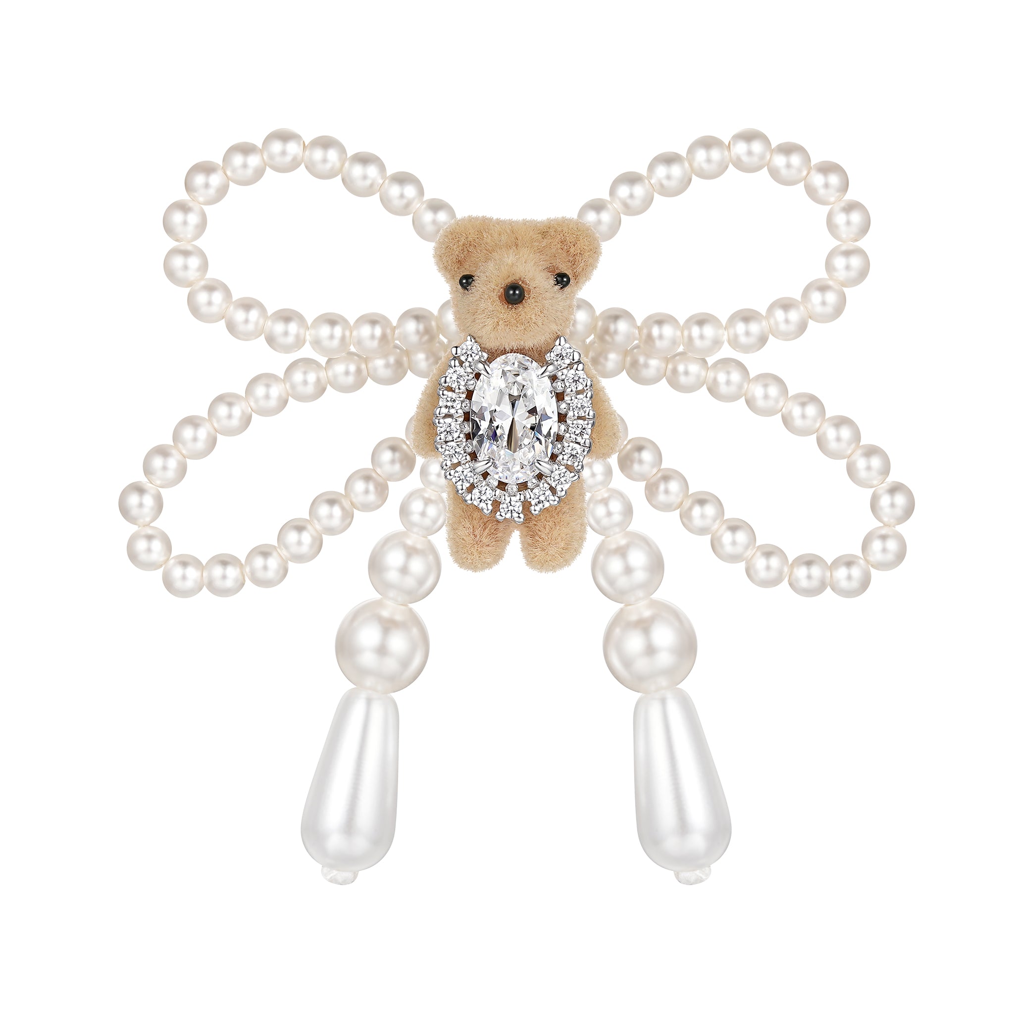 YVMIN ベア パールフラワー ネックレス Paradise / Flower Covered Flocked Bear Necklace – YVMIN