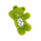 YVMIN Paradise Grass Bear Hair Clip with green and beige floral design and bear shape, suitable for decorative hair accessories.