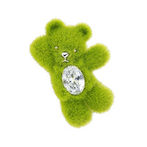 YVMIN Paradise Grass Bear Hair Clip with green and beige floral design and bear shape, suitable for decorative hair accessories.