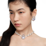Paradise / Cat Heart Pearl Flower Earrings