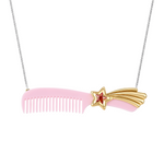 YVMIN X Ashley Williams Meteor Comb Necklace with silver meteor and comb-inspired pendant details
