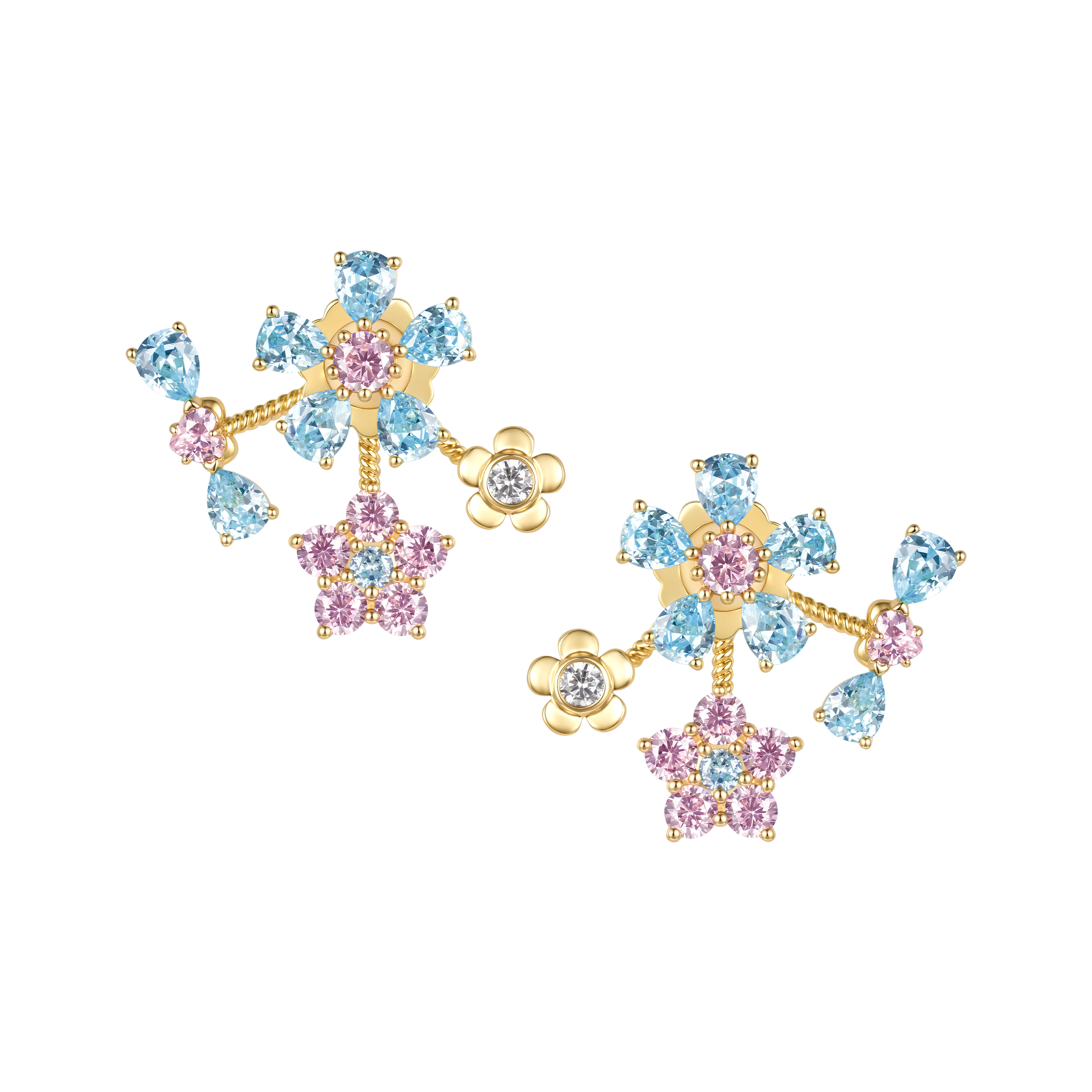 YVMIN Paradise Gem Flower Bow Stud Earrings featuring colorful gemstone flower design and delicate bow accents.