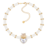 Paradise / Cat Heart Pearl Flower Necklace