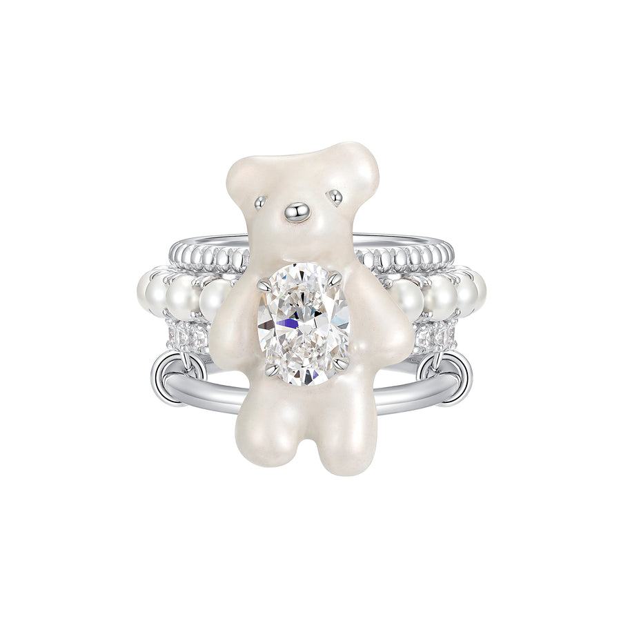 Paradise / Mini Pearlescent Bear Layers Ring