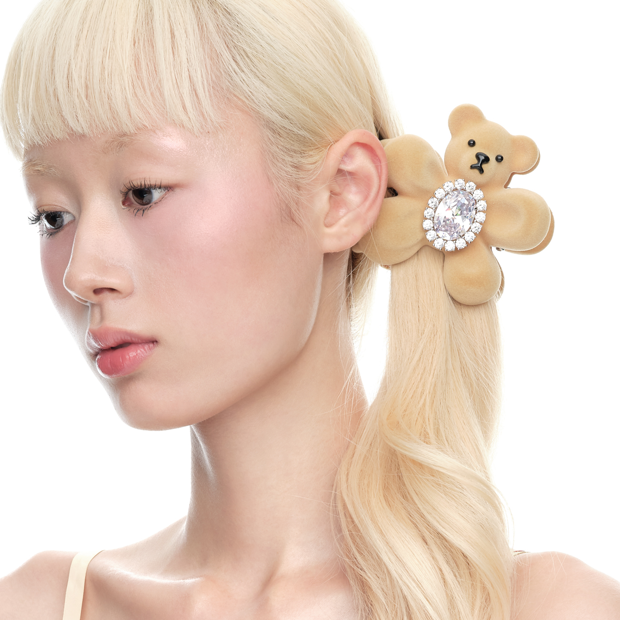 YVMIN Paradise Flower Bear Hair Claw Clip with colorful floral and bear design on shiny metal clip.