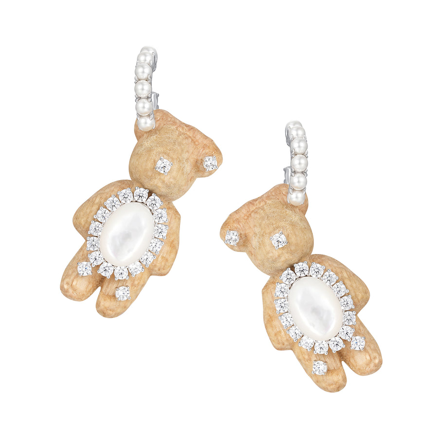 Paradise / Wooden Bear Earrings