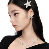 Paradise / Pave Star Split Metal Pony Earring