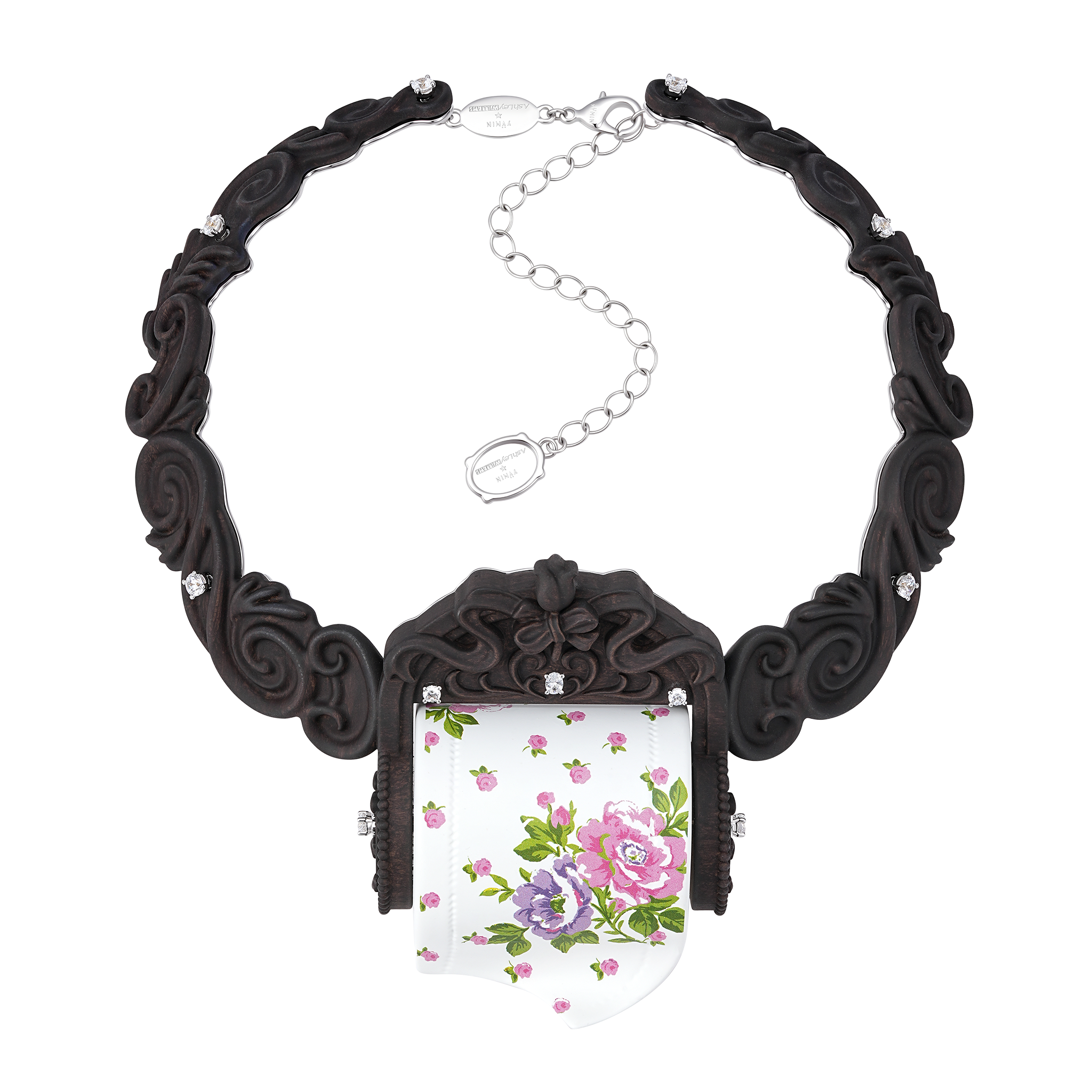 YVMIN X Ashley Williams Scroll Choker necklace with sculptural scroll design
