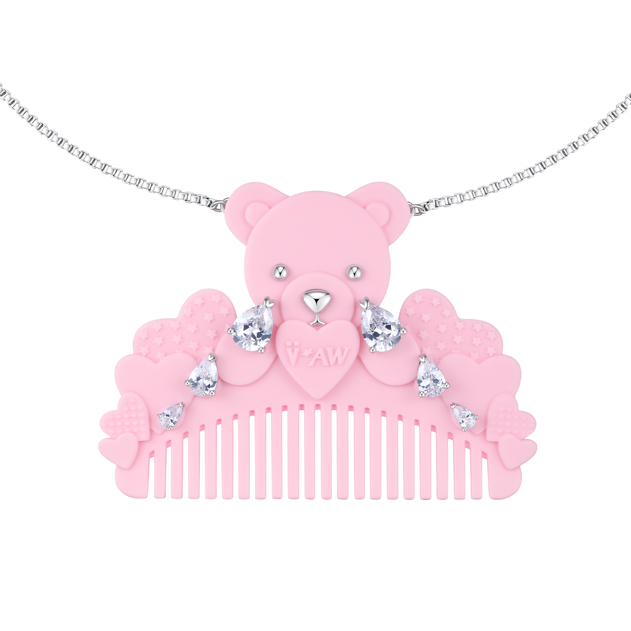 YVMIN X Ashley Williams Crying Bear Comb Necklace with bear-shaped pendant and comb details