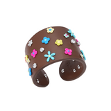 Paradise / Floral Pavé Leather Bracelet